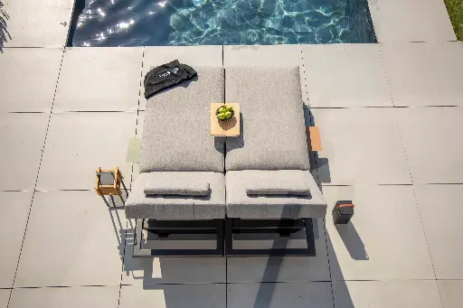STAY FLEX Double sunlounger charcoal legs